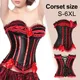 Corset victorien rayé pour femme haut corset rouge bustier sexy surbuste taille amincissante