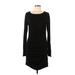 Express Casual Dress - Sheath Scoop Neck Long sleeves: Black Solid Dresses - Women's Size Large