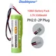 DOUBLEPOW-Batterie Lithium Rechargeable 3500mAh 3.7V 18650 Ph2.0-Prise 2P articulation lon avec