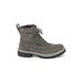 Ecco Boots: Combat Chunky Heel Casual Gray Solid Shoes - Women's Size 10 - Round Toe