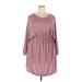 143 story Casual Dress - Mini Scoop Neck 3/4 sleeves: Burgundy Solid Dresses - Women's Size 2X