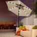 Arlmont & Co. 7.5FT UV Protection Market Table Umbrella w/18 LED Lights & Push Button Tilt & Crank Lift System in Brown | Wayfair