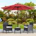 Arlmont & Co. Simion 3 Piece Rattan Seating Group w/ Patio Umbrella Synthetic Wicker/All - Weather Wicker/Metal/Wicker/Rattan/Rust - Resistant Metal | Wayfair