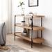 Latitude Run® Stylish & Modern Design Hanniel 3 Tier Ash 47" x 37" Bookcase Console w/ Black Steel Side Rails Wood in Brown | Wayfair