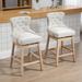 Red Barrel Studio® Upholstered Linen Fabric Bar Height Bar Stools, Swivel Counter Stools (Set of 2, Cream) | Wayfair