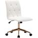Brayden Studio® Duhome Modern Home Office Chair, cute White Desk Chair w/ Gold Base, Pu Task Chair Computer Chair Rolling Chair w/ Wheels | Wayfair
