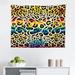 Bungalow Rose Leopard Print Wall Hanging Tapestry in Rainbow Colors Yellow & Multicolor, Microfiber in Blue/Brown/Green | 30" H x 45" W | Wayfair