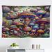 Bungalow Rose Mushroom Wall Hanging Tapestry Trippy Huddles of Motifs Multicolor, Microfiber in Blue/Brown/Green | 23" H x 28" W | Wayfair