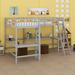 Harriet Bee Twin Size Wooden L-Shaped Loft Bed w/ Ladder & Built-In L-Shaped Desks in Gray | Wayfair 0A3E2E1787EF4E1F84DA3DDD13AAEA93