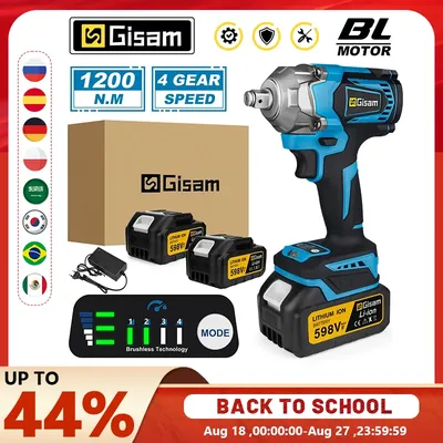 1200N.M Brushless Electric Impact Wrench Cordless Electric Wrench 1/2 Inch Li-Ion Battery Power Tool for Makita 18V Battery Pins