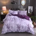 Bedding Set Printed Marble White Purple Duvet Cover King Queen Size Quilt Cover Brief Linens Bed