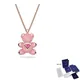 2022 Fashion New TEDDY Pink Bear Pendant Heart-shaped Red Crystal Rose Gold Necklace Female Fashion