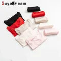 SuyaDream Women Autumn Winter Long Johns Silk Lace V neck Solid Thermal Underwear 2022