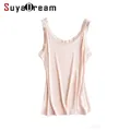 Camicia da donna camisole di seta naturale al 50% e camisole di pizzo camicia a fondo nero bianco rosa 2022 nuovo TOP