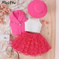 MiniFox abbigliamento per bambini set di Blazer per ragazze cappotto Blazer con risvolto + canotta +