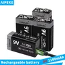 Batterie AIPEKE 9V 1100mAh li-ion 9v batteria ricaricabile USB 9V batteria per multimetro microfono