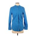 Lauren by Ralph Lauren Long Sleeve Button Down Shirt: Blue Print Tops - Women's Size X-Small