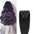 clip dans les extensions de cheveux de vrais cheveux humains 9 pièces 130g extensions de cheveux noirs de jais droites naturelles douces épaisses remy extensions droites clip dans les extensions de