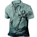 Homme POLO Tee Shirt Golf Imprimés Photos Ancre Rétro Vintage Col rabattu Bleu vert Bleu Vert Kaki Gris Extérieur Plein Air Manche Courte Cordon Imprimer Vêtement Tenue Sportif Mode Vêtement de rue