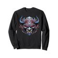 Gruselige Yokai Oni Maske Japanischer Anime Krieger Sweatshirt