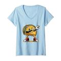 Damen Dabbing Taco Cinco de Mayo Funny Kids Boys Mexican Food Dab T-Shirt mit V-Ausschnitt