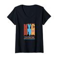 Damen I Love New York City NYC USA Retro 70er 80er Jahre NY City T-Shirt mit V-Ausschnitt