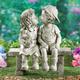 First Kiss Resin Garden Statue Puppy Love Little Girl and Boy Kissing Yard Miniature Figurine Garden Decoration