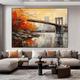Large handmade Brooklyn Bridge Canvas painting hand painted Wall Art Abstract New York Cityscape Oil Painting on Canvas Modern Manhattan painting for Living Room bedroom artwok painting