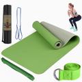 TPE6mm Two tone Yoga Mat Set of Five Pieces for Sports Fitness Stretching Latex 2080 Resistance Belt Comes with Backpack Strap