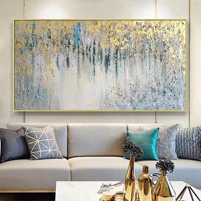 Gold Foil Teal Green painting hand painted 3D Texture Abstract Painting On Canvas for Livingroom Bedroom Oversize Large Luxury Gold painting Wall Art New Home Art Decor