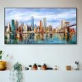 Hand painted New York City Painting On Canvas handmade Manhattan City Painting Abstract Painting Cityscape City Skyline Painting for Living Room Wall Art America bridge painting