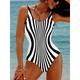 Women's Swimwear One Piece Normal Swimsuit Printing Striped Beach Wear Summer Bathing Suits
