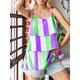 Women's Tank Top Camisole Vest Striped Casual Beach Ruffle Layered Print Yellow Sleeveless Streetwear Modern V Neck Summer