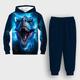 Boys 3D Dinosaur Hoodie Sweatpants Set Long Sleeve 3D Printing Spring Fall Active Fashion Cool Polyester Kids 3-12 Years Hooded Outdoor Street Vacation Regular Fit