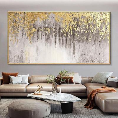 Abstract Gold Foil Oil Painting On Canvas Large hand painted Wall Art Gold foil Painting Minimalist Custom Painting Modern artwork for Living Room Decor