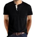 Men's Henley Shirt T shirt Short Sleeve Basic Henley Medium Spring Summer Black Khaki White