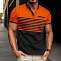 Men's Golf Shirt Golf Polo Work Casual V Neck Short Sleeve Basic Modern Stripes Pocket Spring Summer Regular Fit White Army Green Red Orange Gray Golf Shirt