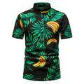 Men's Casual Shirt Summer Shirt Beach Shirt Summer Hawaiian Shirt Floral Shirt Black Red Green Deep Blue Dark Blue Short Sleeves Floral Print Standing Collar Hawaiian Holiday Button-Down Clothing