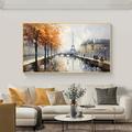 Handmade Original street Landscape Oil Painting On Canvas Wall Art Decor iron Tower art for Home Decor With Stretched Frame/Without Inner Frame Painting