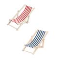 Red 2 Pcs Cloth Birch Infant Sofa Deck Chair Model Manual Chaise Longue Seaside