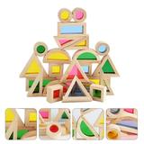 Kaleidoscopic Block Set 24Pcs Kaleidoscopic Blocks Stackable Wooden Blocks Kids Early Educational Toy