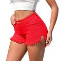 EHQJNJ Female Shorts for Women Plus Size High Waisted Women Pants Casual Denim Shorts Retro Solid Color High Waisted Denim Shorts Orange Shorts Cycling Shorts Women