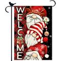 Gnomes Welcome Christmas Winter Gard Flag Merry Christmas Yard Flag 12x18 Double Sided Outdoor Gnome Gard Flag Xmas Flag Small Christmas Gard Flags for Outside