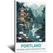 Portland Japanese Garden Washington Park Vintage Travel Posters Tower 16x24inch(40x60cm) Canvas Wall Art Wall Decor Posters Prints Paintings Room Decor
