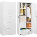 U-SHARE Metal Storage Cabinets with Drawers Staff Locker with Lock Door and Shelves-Wardrobe Clothing/File/Tool Storage for Office Home School Employee Gym Fire Department Garage (White)
