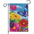 Spring Flower Floral Gard Flag 12x18 Double Sided Vertical Burlap Welcome Spring Butterfly Yard Flags for Seasonal Outside Outdoor Spring Summer ration (ONLY FLAG)