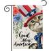 Patriotic Cat with Flowers Gard Flag 12x18 Inch Double Sided 4th of July God Bless America Small Yard Flags for Outdoor Indepdce Day Memorial Day rations for Farmhouse Holiday Summer Outside