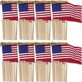 200 Pcs 4 x 6 Inch American Flags on Stick Small USA Stick Flags Mini Us Handheld Stick Flags with Safety Spear Top for 4th of July Parades Festival Events Independence Day Party Supplies
