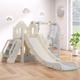 Toboggan en pp 5 en 1 pour enfant 3-8ans, balançoire, toboggan, escalade, espace de rangement,