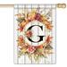 Monogram Letter G Small Gard Flag Burlap Family Last Name Initial Yard Flag 12 x 18h Floral Gard Flag Vertical Holiday Outdoor Farmhouse ration